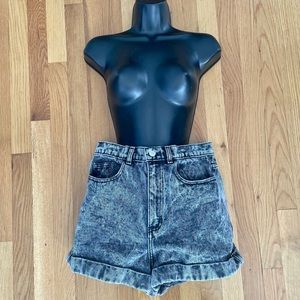 American Apparel acid wash high waisted mom jean shorts